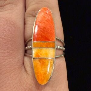 Navajo Sterling Silver Spiney Oyster Ring Signed E. Smith